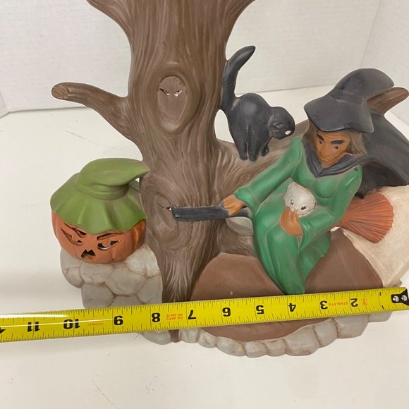 Cramer 1980 Halloween ceramic sculpture witch Jack-o-Lantern black cat owl light - Picture 11 of 12